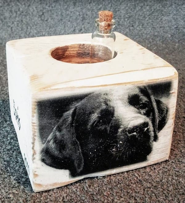 Memories - Houten waxinelichtjes houder met foto kat poes hond