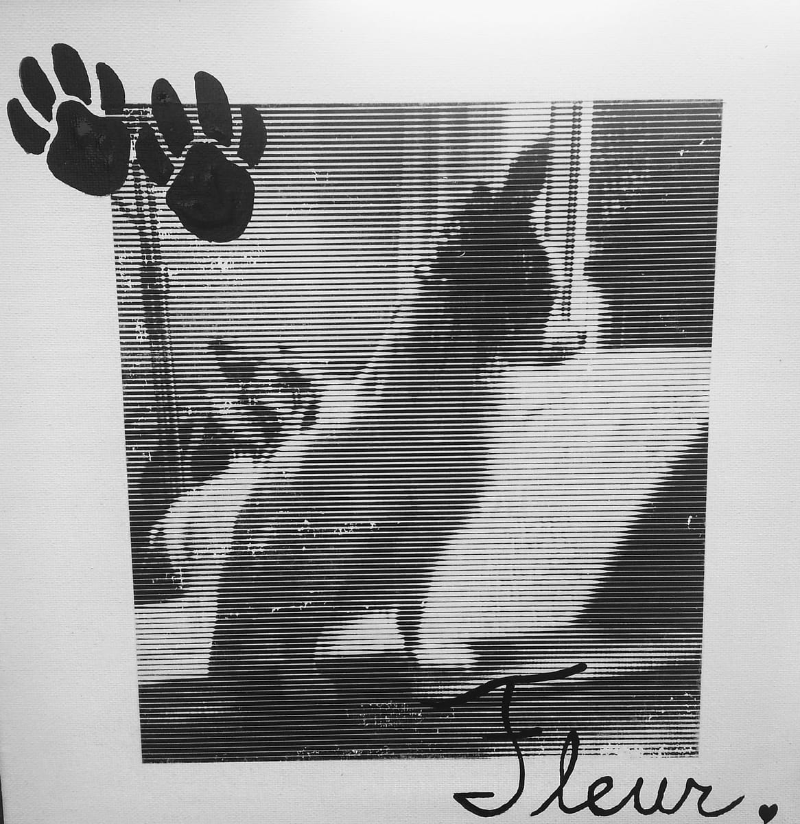 Foto hond op canvas met tekst