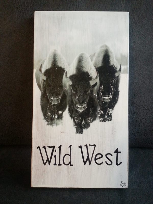 Deco-bordje: Wild West - bizons
